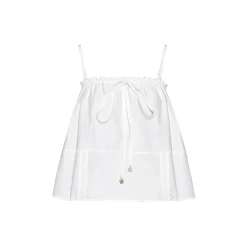 Kroche Stringy Selvedge Lace Up Pleated Vest White