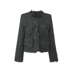 Kroche Vintage Tweed Liner Down Jacket Dark Grey