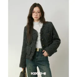 Kroche Vintage Tweed Liner Down Jacket Dark Grey