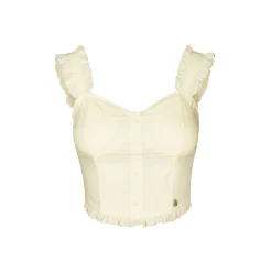Kroche Wrinkle Fish-bone Lace Edge Sling Vest