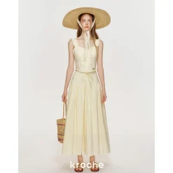 Kroche Wrinkle Fish-bone Lace Edge Sling Vest