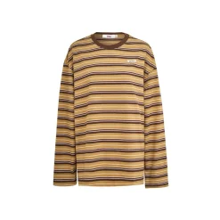 Liilou Athflow Contrast Color Striped L/S Top Brown