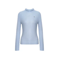 Liilou Clean-Fit High Collar Woolen Knit Top Blue