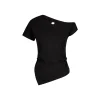 Liilou Diagonal Off-Shoulder Irregular Top Black