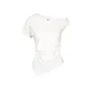 Liilou Diagonal Off-Shoulder Irregular Top White