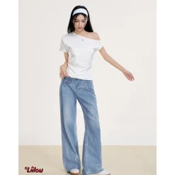 Liilou Diagonal Off-Shoulder Irregular Top White