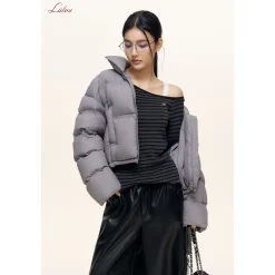 Liilou Diagonal Off-Shoulder Striped Knit Top