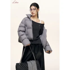 Liilou Diagonal Off-Shoulder Striped Knit Top