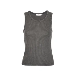 Liilou Distressed Washed Casual Vest Dark Grey