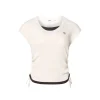 Liilou Fake-2-Piece Contrast Color Pleated Knit Top Apricot
