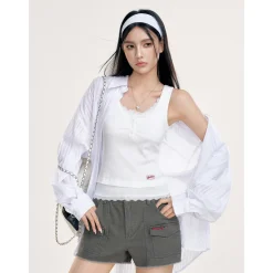 Liilou Fake-2-Piece Lace Patchwork Vest White