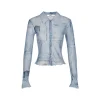 Liilou Faux Denim Printed Slim Shirt