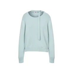 Liilou Halter Lace Up Long Sleeved Knit Sweater Blue