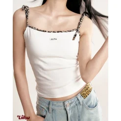 Liilou Leopard Lace Up Chest Pads Vest