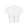 Liilou Merino Woolen Half High Collar Slim Knit Top White
