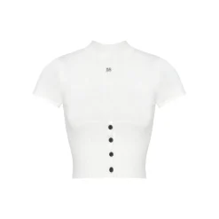 Liilou Merino Woolen Half High Collar Slim Knit Top White