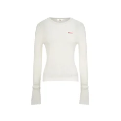 Liilou Mohair Patchwork Woolen Knit Top White
