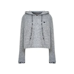 Liilou Plaid Drawstring Hooded Casual Knit Sweater
