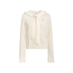 Liilou Shawl Hooded Woolen Knit Sweater White
