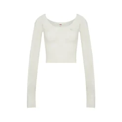 Liilou Silk Woolen U-Neck Long Sleeved Knitted Top