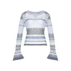 Liilou Striped Contrast Bootcut Knitted Top
