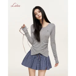 Liilou Tencel Irregular Waisted Split Top Gray