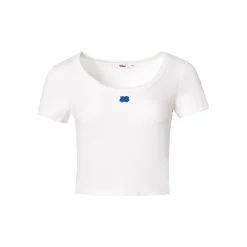 Liilou U-Neck Straight Shoulder T-Shirt White
