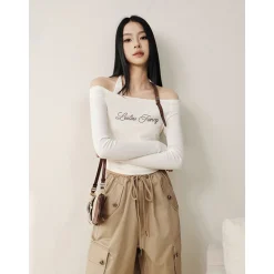 Liilou Vintage Off-Shoulder & Halter Neck Top Two Piece Set White