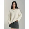 MacyMccoy Chain Loose Knit Sweater White