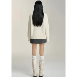 MacyMccoy Chain Loose Knit Sweater White