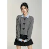 MacyMccoy Color Blocked Bow Twist Knit Cardigan Gray