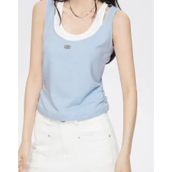 MacyMccoy Fake-2-Piece Cut Out Vest Blue