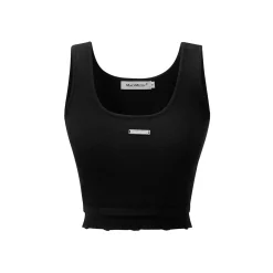 MacyMccoy Knitted U-Neck Slim Vest Black