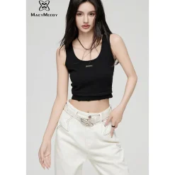 MacyMccoy Knitted U-Neck Slim Vest Black