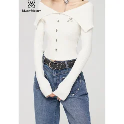 MacyMccoy Lapel Off-Shoulder Knit Top