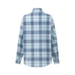 MacyMccoy Plaid Letter Embroidered Shirt Blue