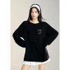 MacyMccoy Sparkly Drill Bow Loose Top Black