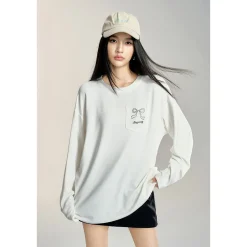 MacyMccoy Sparkly Drill Bow Loose Top White