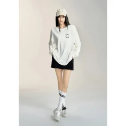 MacyMccoy Sparkly Drill Bow Loose Top White