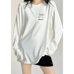 MacyMccoy Sparkly Drill Bow Loose Top White