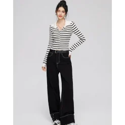 MacyMccoy Star Turn Over Edge Wide-Leg Denim Pants