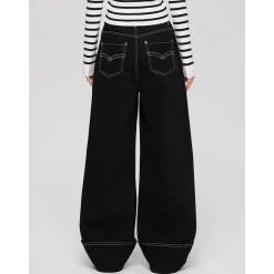 MacyMccoy Star Turn Over Edge Wide-Leg Denim Pants