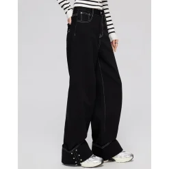 MacyMccoy Star Turn Over Edge Wide-Leg Denim Pants