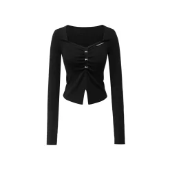 MacyMccoy Wrinkled Cutting Metal Bow-knots Knit Top