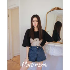 Marc Moore Girdle Printed Oversize Tee Black
