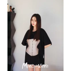 Marc Moore Girdle Printed Oversize Tee Black