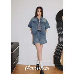 Marc Moore Vintage Washed Denim Short Shirt