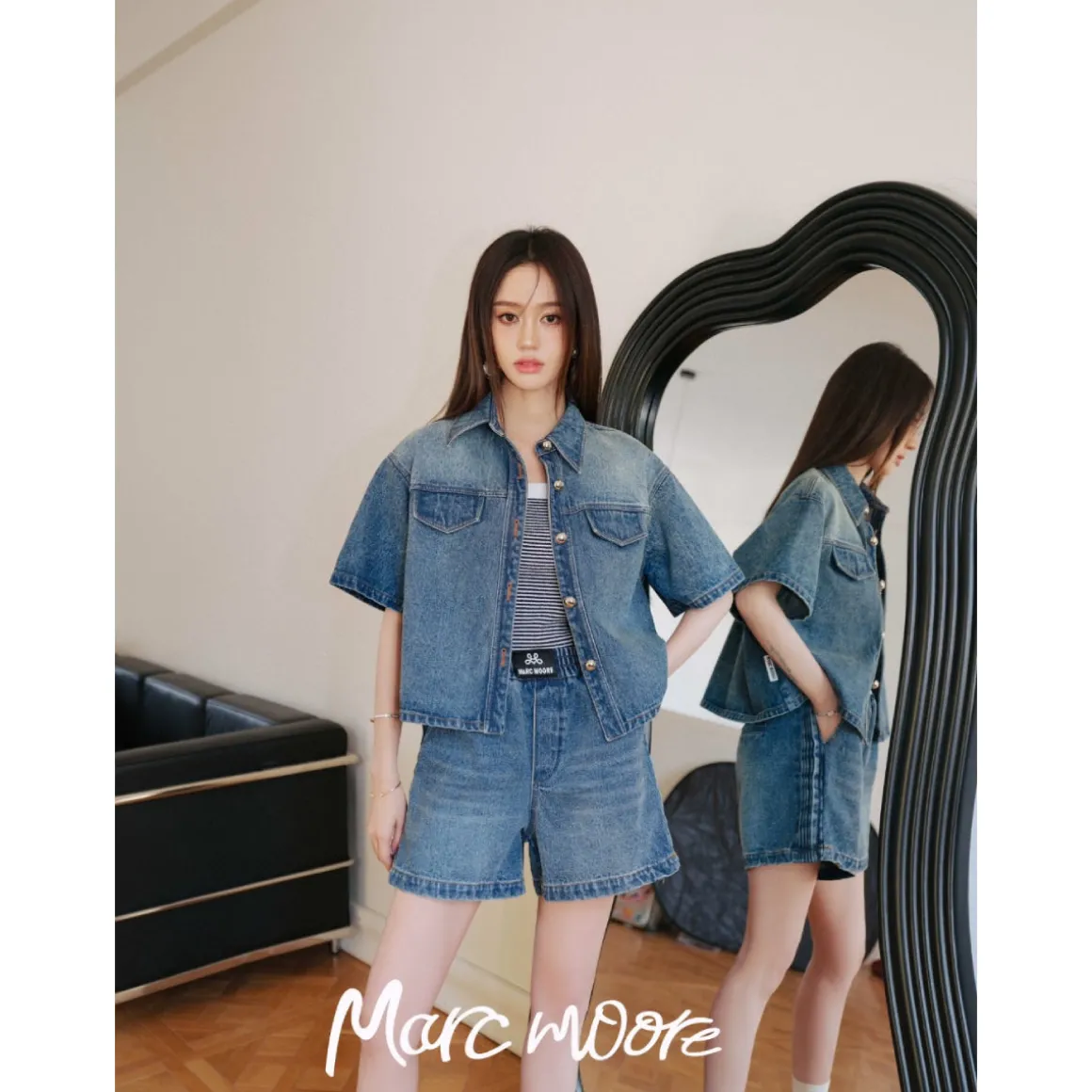 Marc Moore Vintage Washed Denim Short Shirt