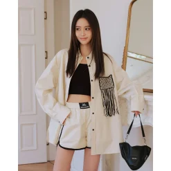 Marc Moore Woven Fringes Decorate Loose Shirt