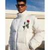 MEDM Embroidery Rose Logo Down Jacket White